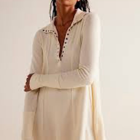 Free People - We The Free Made Of Dreams Ivory Thermal Half Button Blouse Large - Picture 2 of 13